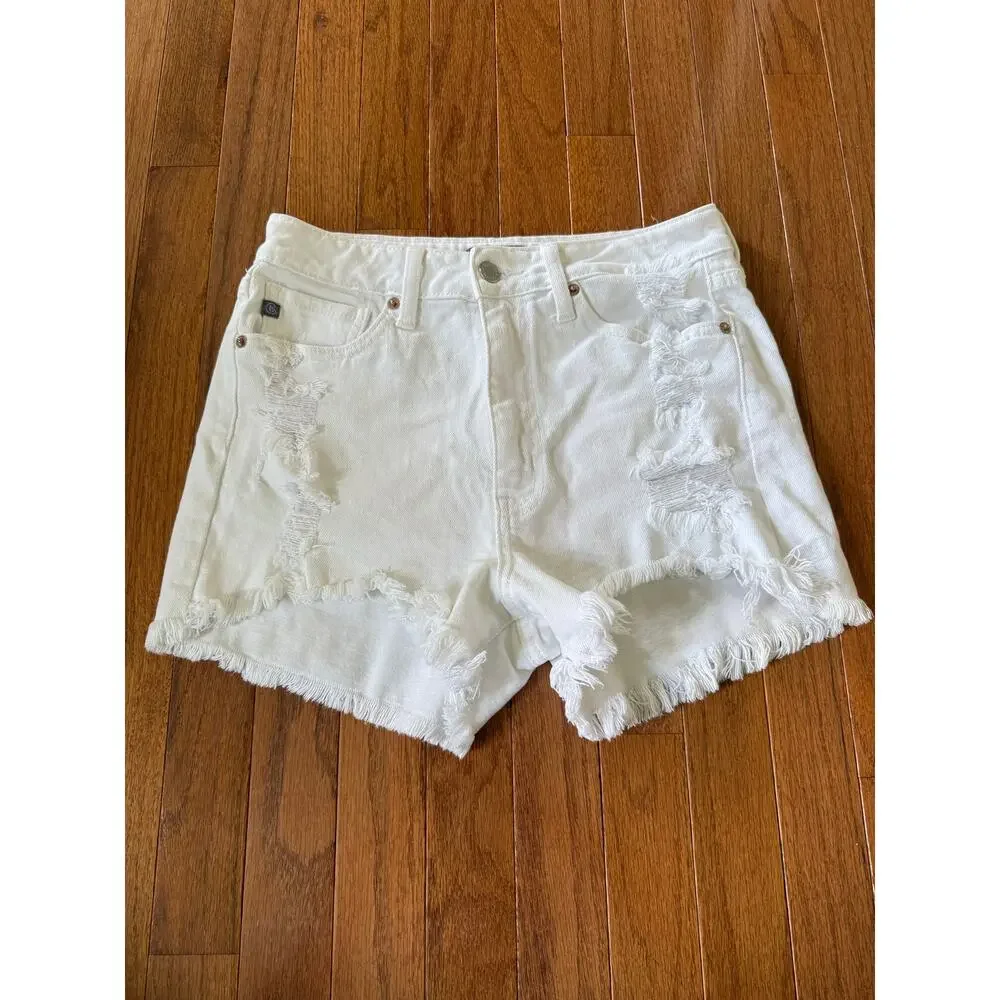 Just USA | White Distressed Jean Shorts Sz Medium Preppy Summer Frayed Hem